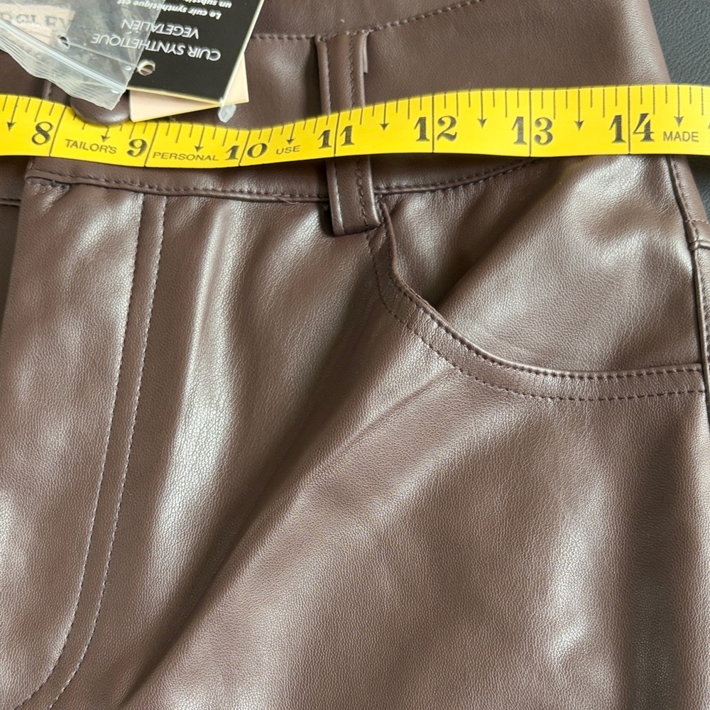 Badgley Mischka NWT Stretch Vegan Leather Straight Leg Pants Brown XS - Picture 8 of 10